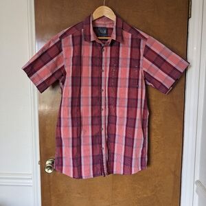 Mountain Hardwear Red Orange Plaid Button up Short Sleeve Shirt